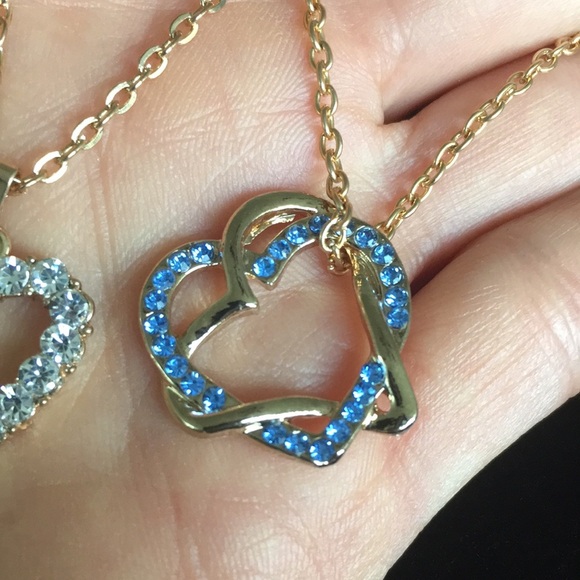 Blue and Black Hearts Gold Tone Necklaces - Picture 4 of 10